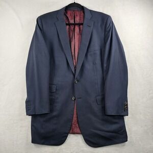 Holland & Sherry Bespoke Blazer Mens 44L Navy Blue Jacket Coat Surgeon Cuffs